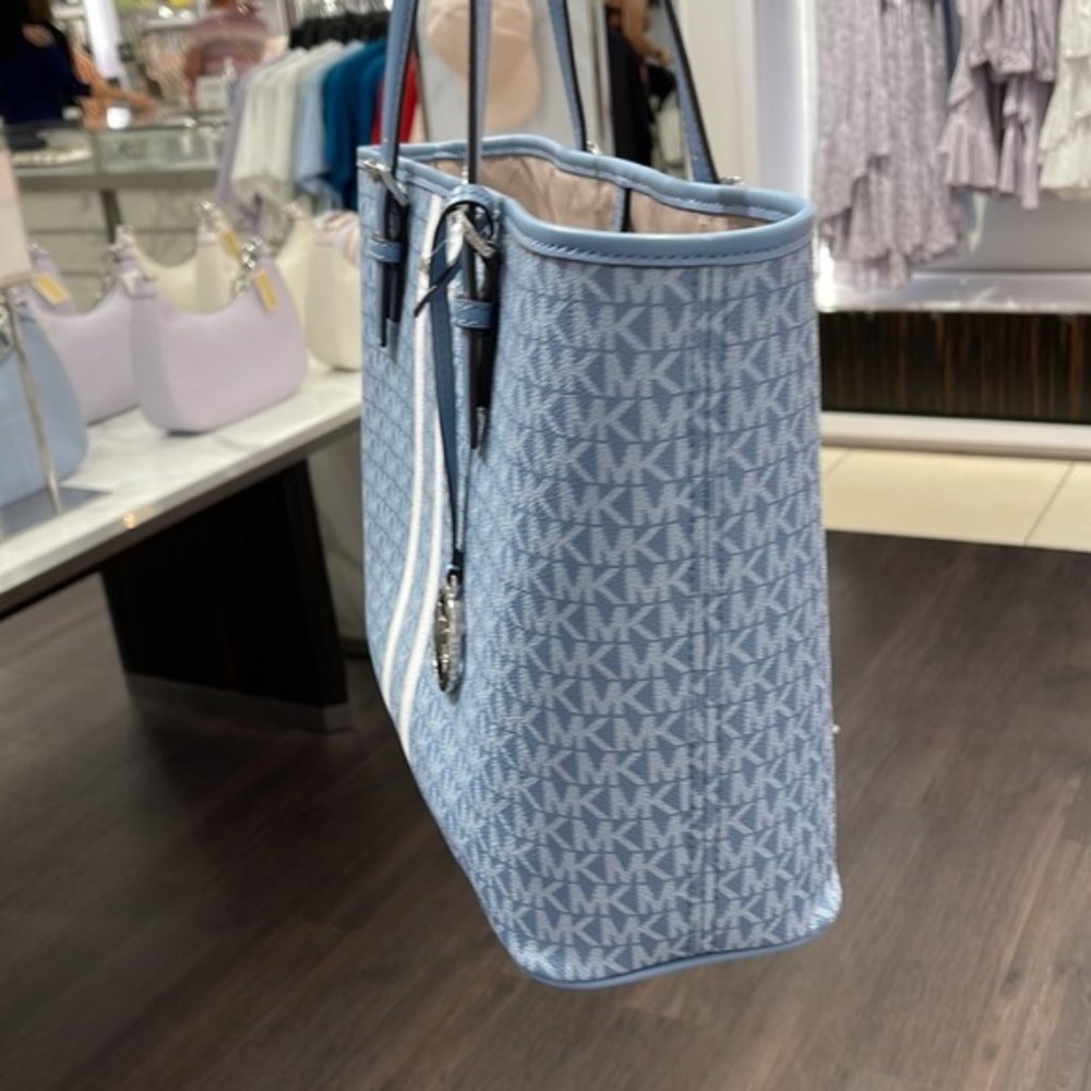 Michael Kors Jet Set Travel Medium Carryall Tote Chambray Multi - Picture 6 of 16